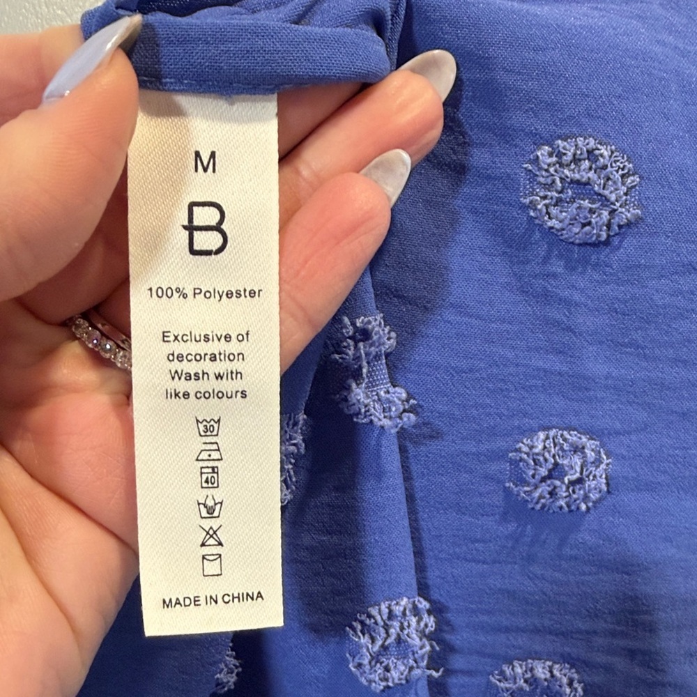 Baby Blue Sleeveless Top Polka Dot Dress - Picture 4 of 4